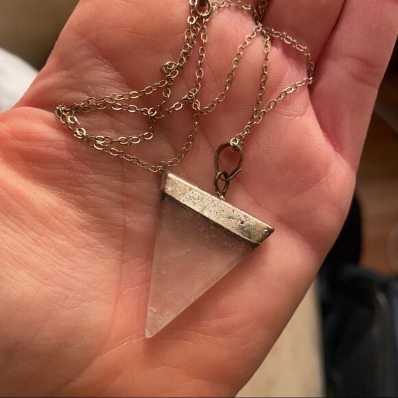 Quartz Crystal Triangle on Silver Chain - Picture 4 of 4